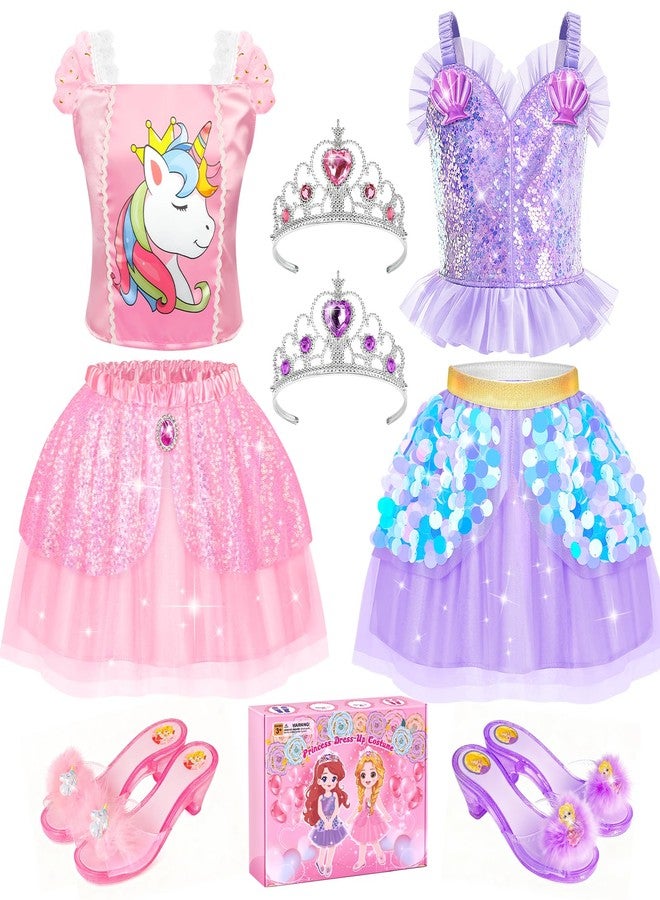 STOPKLAS Princess Dress Up CLothes with Princess Shoes, Kids' Dress Up & Pretend Play Costumes for Little Girls, Mermaid & Unicorn Dress Up Toys Set for Toddlers, Christmas Birthday Gifts for 3-6 Role Play - Image 1